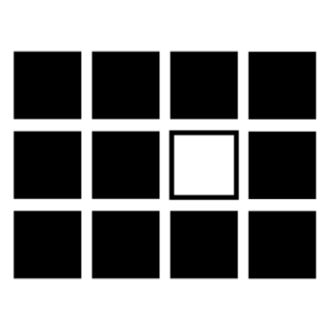 Diagram showing they may not detect it if the proportion of cells is quite unbalanced and more than 90% of cells are one type with fewer than 10% of the other type. One square is white out of 12.