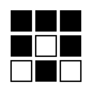 9 black and white squares with a different type of mosaic pattern