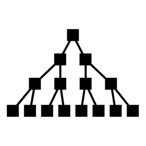 A diagram to show how the cell divides into two cells, and each of those cells divide into two. These are only black squares.
