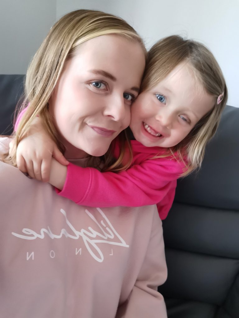 Evie Wedderburn with mum Kara