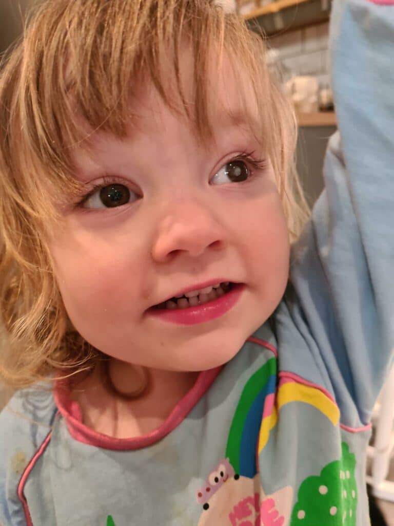 Darcey-Rose with a white glow in her eye