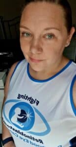 A selfie of Kirsty in a CHECT top