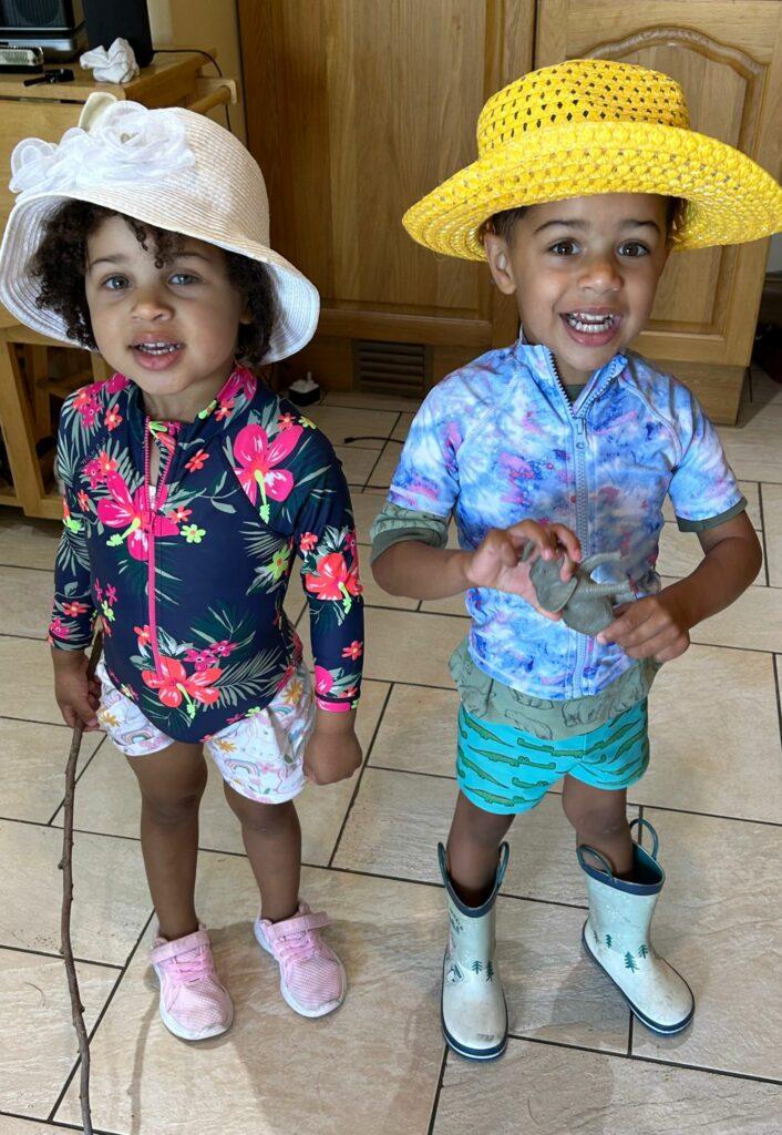 Amelia and Jake in summery clothes