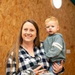 A mum holding her son