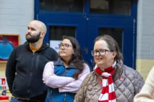 Three members listening