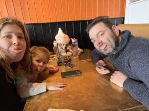 Lyudmil is with his family out for dinner