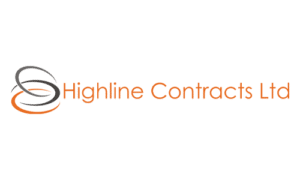 Highline Contracts Ltd logo. It's wording with three interlocking ovals