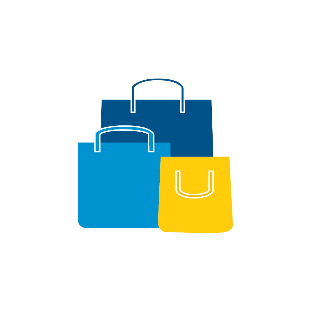 3 shopping bags to represent give as you live information