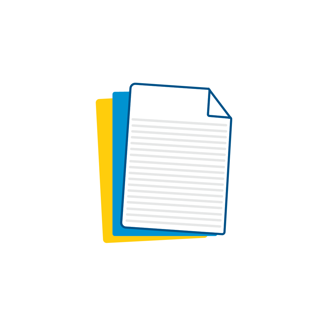 3 pieces of lined paper to represent legacy fundraising information