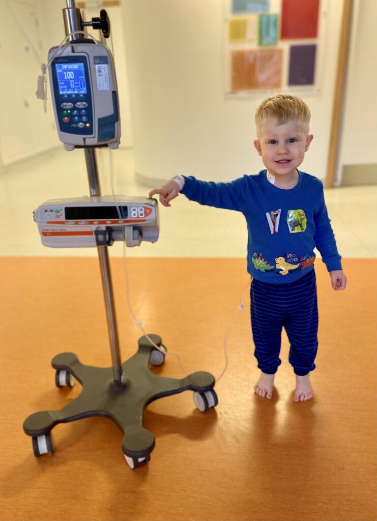 Thomas attached to hospital machine
