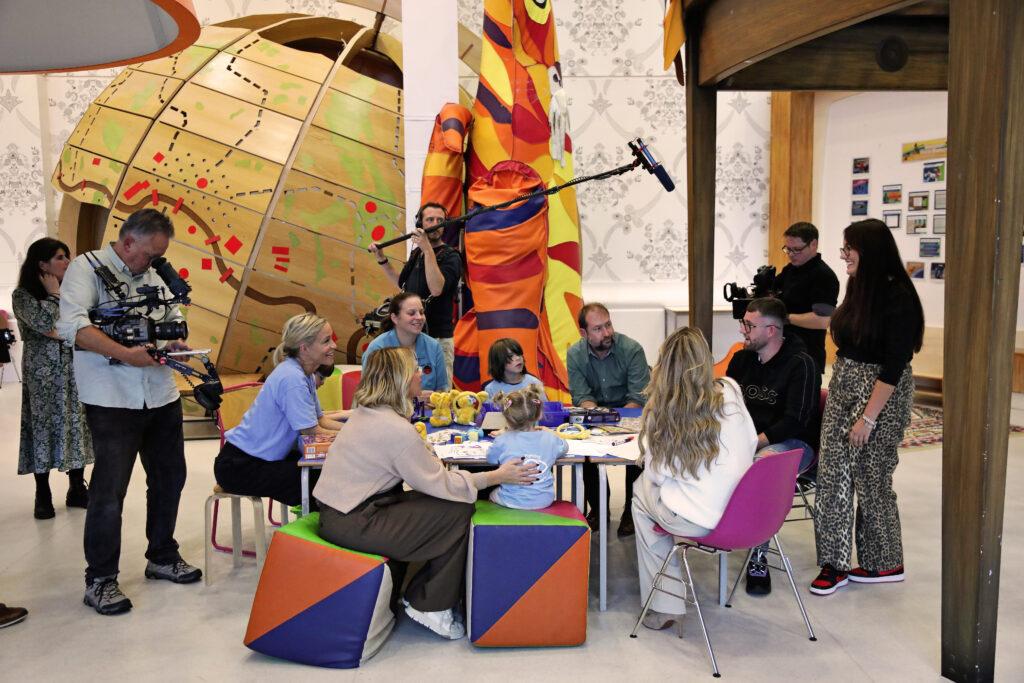 The photo shows the filming taking place