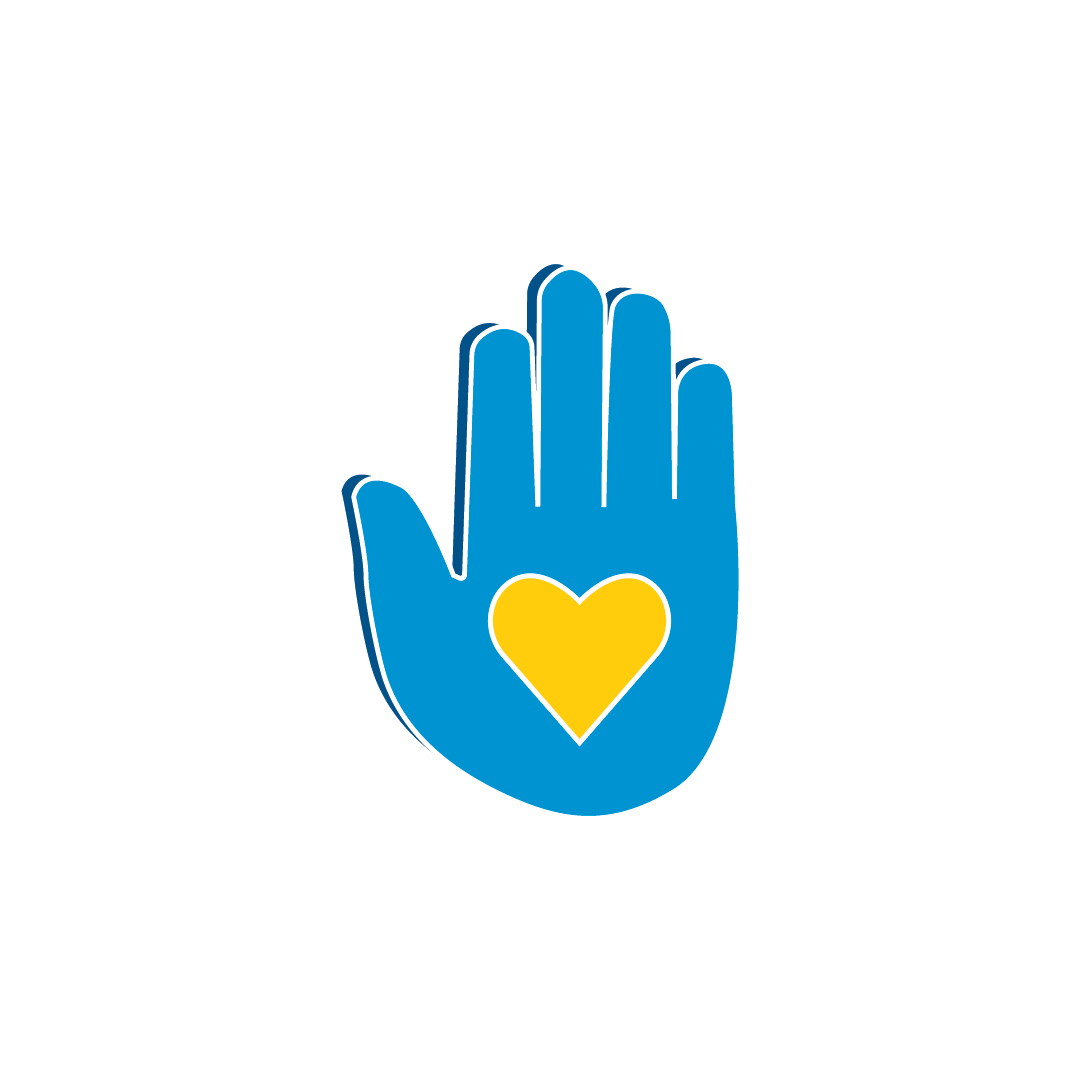 A hand with a heart in the middle to represent volunteering with CHECT