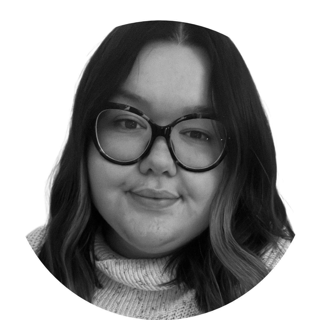 Black and white image of Lucy Purvis