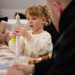 A child is looking at the eqiupment