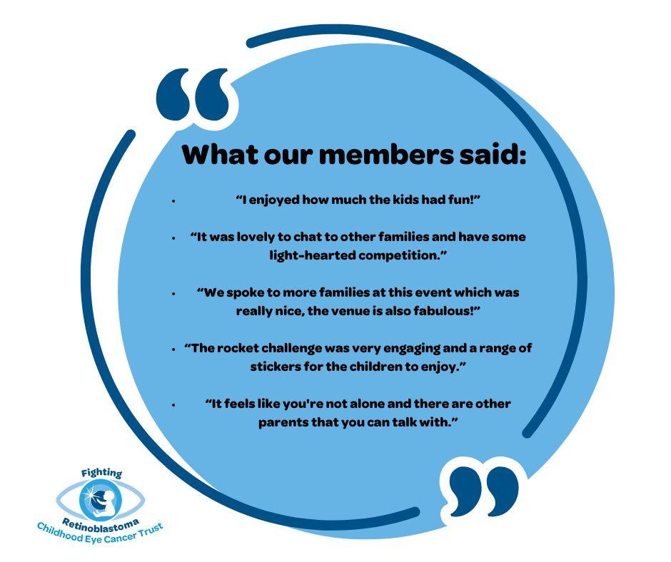 Rocket quotes (1) What our members said: “I enjoyed how much the kids had fun!” “It was lovely to chat to other families and have some light-hearted competition.” "I spoke to more families at this event which was really nice, the venue is also fabulous!” The rocket challenge was very engaging and a range of stickers for the children to enjoy. “It feels like you're not alone and there are other parents that you can talk with.”